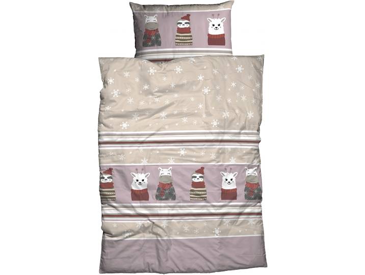 Bettwäsche CASATEX Nisa , rosa (beige, ashrose), B/L: 135cm x 200cm, 1 Stk., 1 Stk., Biber, B/L: 80cm x 80cm, 2 Stk., Biber, Obermaterial: 100% Baumwolle, Bettwäsche, Bettwäsche, lustiges, niedliches, fröhliches Design
