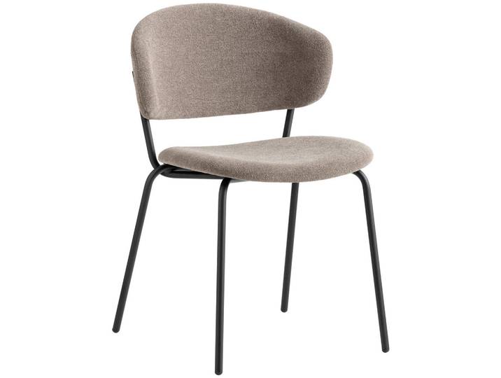 Connubia Stuhl, Schwarz, Greige, Metall, Rundrohr, 49x84x51 cm, Stoffauswahl, Esszimmer, Stühle, Esszimmerstühle, Vierfußstühle