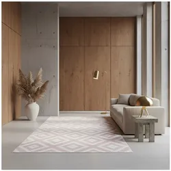 Teppich Kurzflor INN in Rosa, geometrisch, 160 x 230 cm