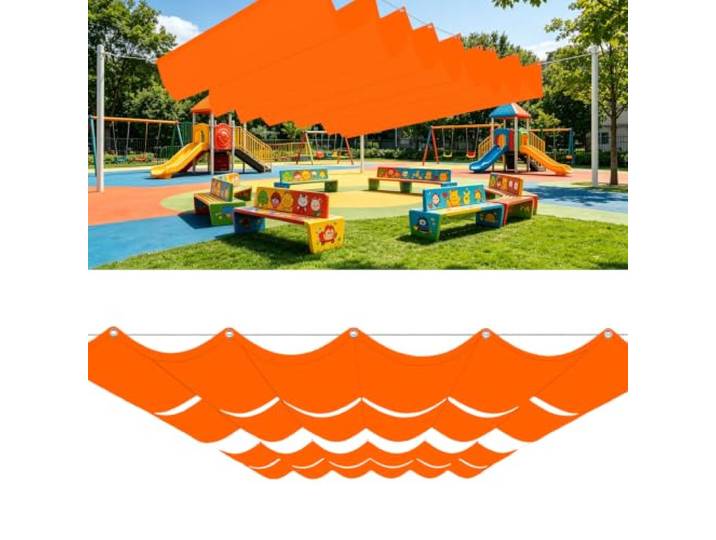 Verstellbar Welle Markisenstoff Windschutz Reißfest 4.7x9.5m Orange Segel Baldachin Uv-Schutz, Sonnenschutz, Wasserdicht, Wetterfest Für Pergola Garten Wintergarten