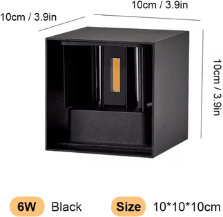 Uplift Curations Waterproof Aluminum LED Wall Lamp Outdoor IP65 12W 24W LED Lighting For Porch Garden Living Room Street Stairs 6w Black leds