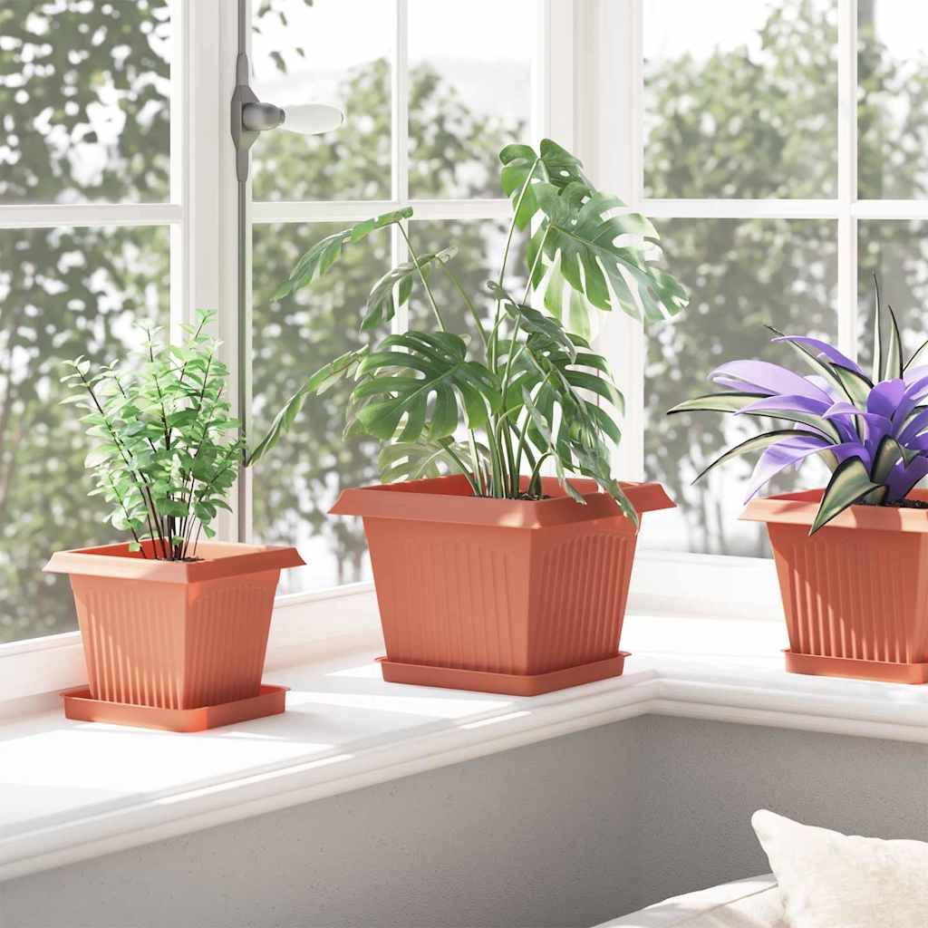 vidaXL Pot de Fleurs Carré 6 pc Rouge brique 23 x 23 x 17,5 cm
