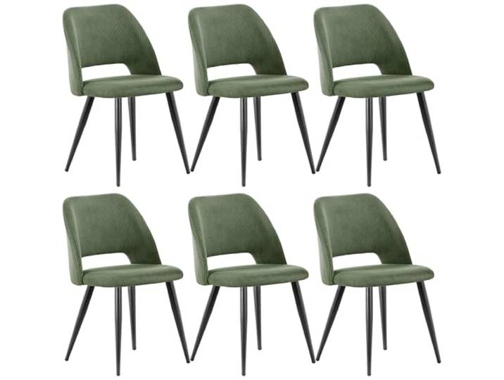 WAFTING Esszimmerstühle aus Cordstoff mit Dickem Schwamm,6er Set,Grün Mit dickem Schwamm gepolstert, separaten Metallfüßen, Moderner Polsterstuhl für Esszimmer, Wohnzimmer, Schlafzimmer,Empfang