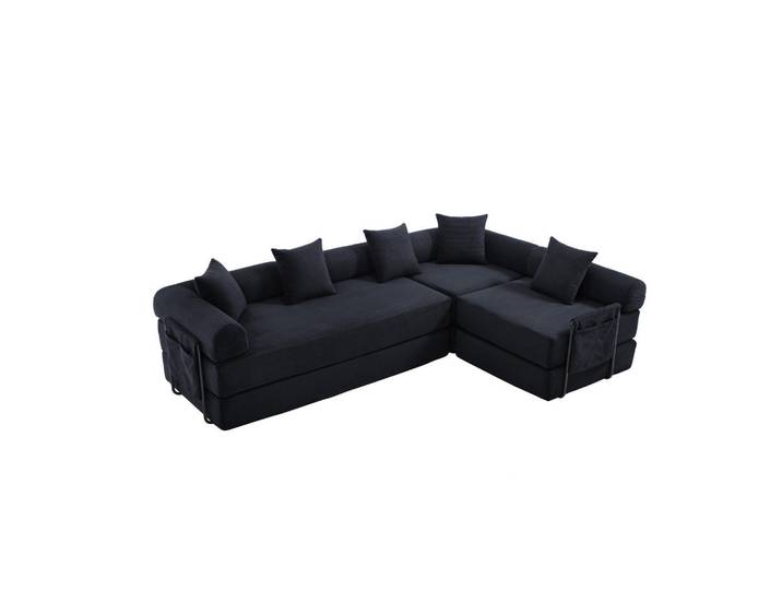 ComfortXL Ecksofa De-33695 mit Vakuumverpackung Schwarz, 270x180 cm, Wohnzimmer, Sofas & Couches, Wohnlandschaften, Ecksofas
