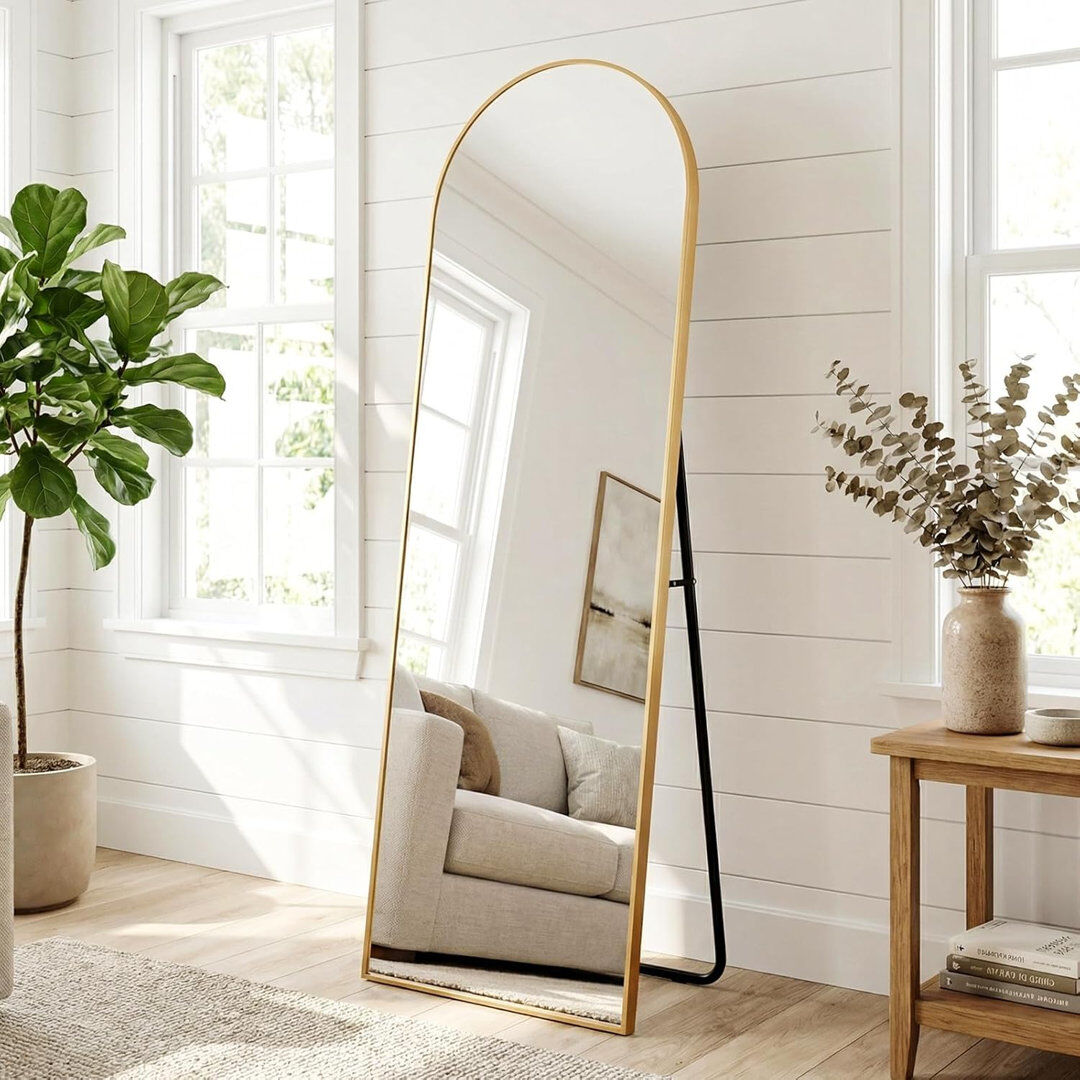 17 Stories Metal Arch Mirror Gold