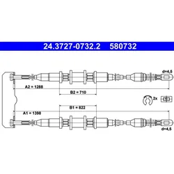 Seilzug Feststellbremse ATE 24.3727-0732.2 für Opel Kadett E Caravan Astra F