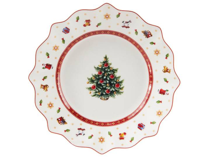 Villeroy & Boch Frühstücksteller, Mehrfarbig, Rot, Weiss, Keramik, Weihnachten, rund, Geschirr, Teller, Kuchenteller