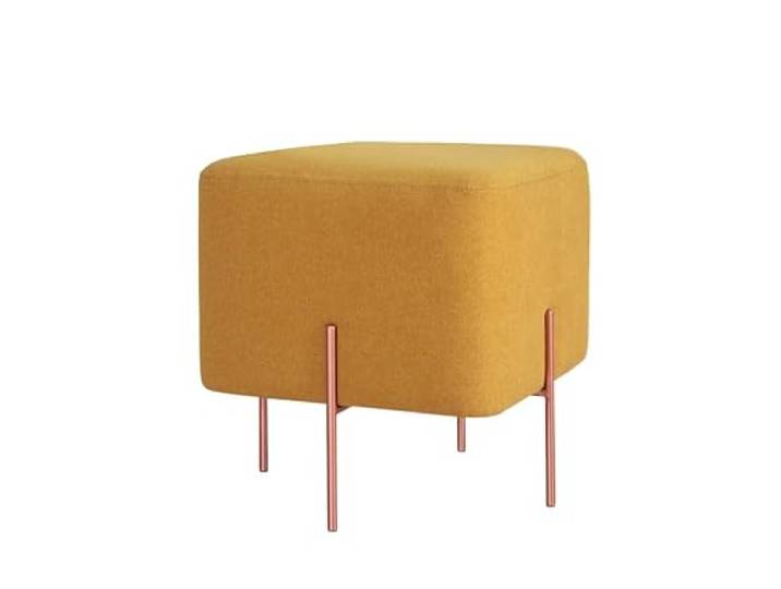 Atelier Del Sofa Böhmischer Senf-Pouf, 40 x 42 x 40 cm 50% Baumwolle & 50% Leinen, 5 cm orthopädischer Schaumstoffkern, kupferbeschichtete Eisenbeine Stilvoll & funktional für Hotel & Zuhause