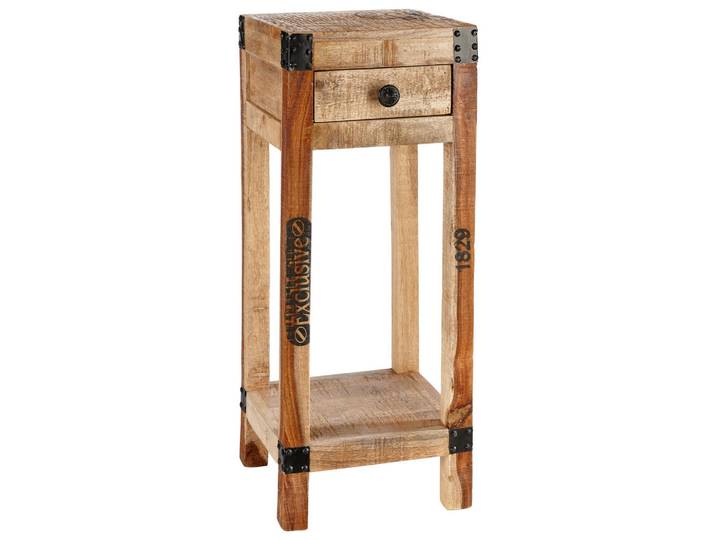 Carryhome Beistelltisch, Mangoholz, 1 Schublade(n) Schubladen, quadratisch, eckig, 30x75x30 cm, Holzmöbel, Holztische, Beistelltische Holz