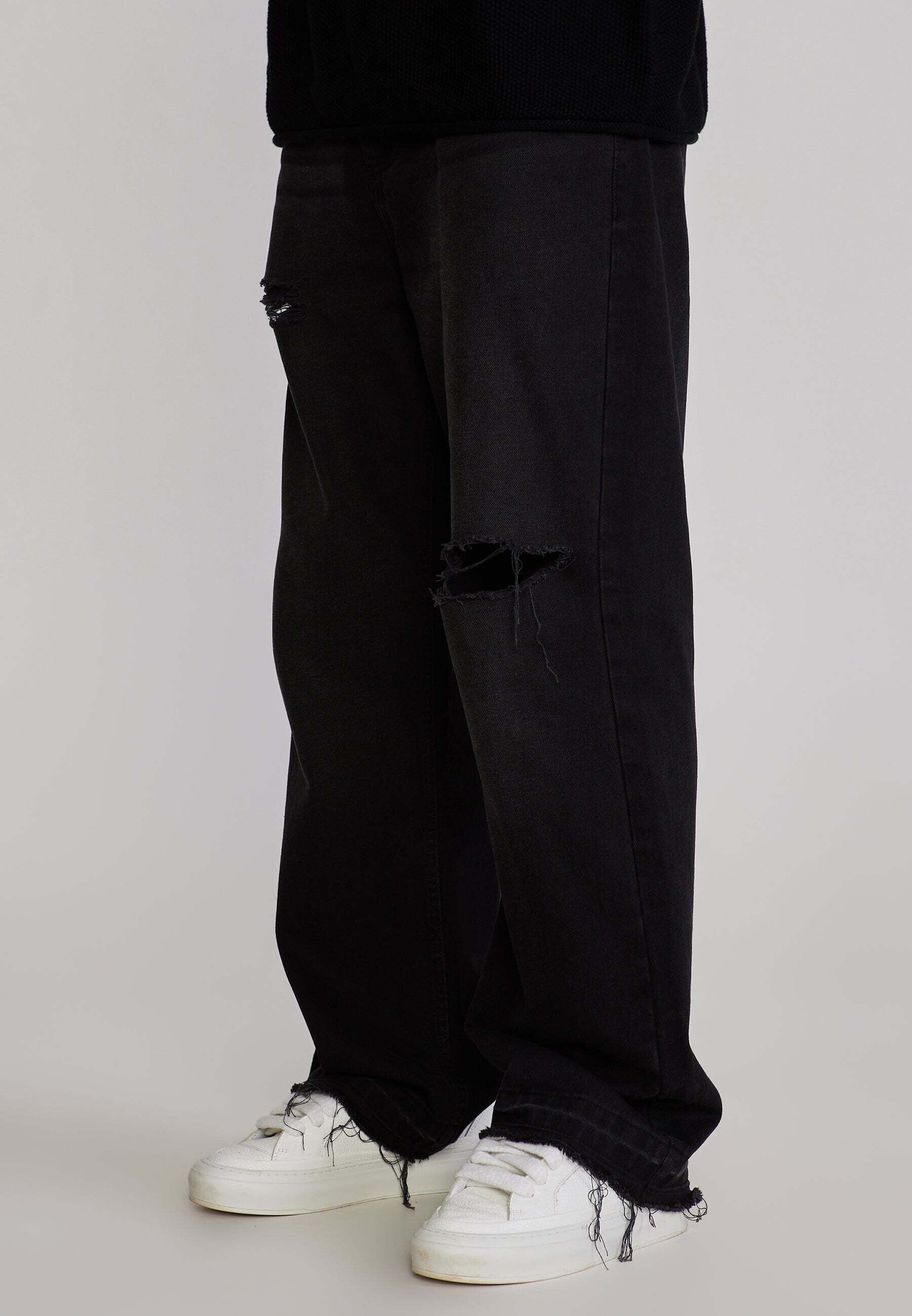 Loose-fit-Jeans SIKSILK "Siksilk Jeans Distressed Loose Fit", Herren, Gr. 30, N-Gr, schwarz, Jeans Loose-fit-Jeans schwarz 30, N-Gr