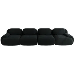 Merax Modulares Cord Sofa 4-Sitzer, Cloud Sofa rahmenlos, bodennah mit tiefer Sitzfläche, weich & bequem, rutschfest, Schwarz