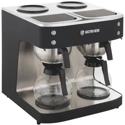 GastroHero Filterkaffeemaschine ECO 2x 2 Liter – Doppelte Glaskanne, Edelstahlgehäuse, Warmhalteplatten, ideal für Gastronomie & Büro