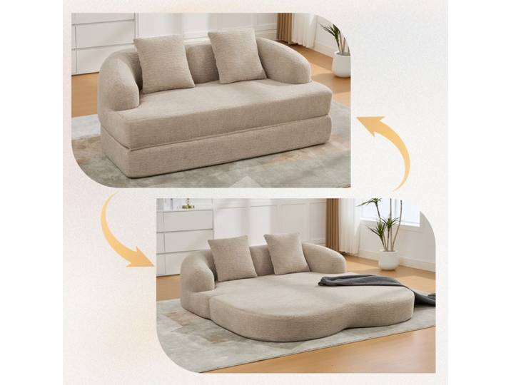 Canapé-lit double pliable en 1 pour deux personnes Avec deux oreillers Grâce à un canapé confortable à deux places