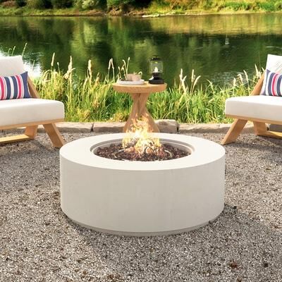 Kodotan sofa "38.2"" Round Outdoor Propane Fire Pit, Outside Fire Pit Table with 50000 BTU, Steel Burner, Lava Rocks, Waterproof Cover"