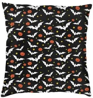 Uplift Essentials Pastel Goth Pink & Black Bats Throw Pillow Cover For Halloween Decor style 16 22x22 In