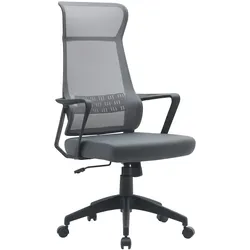 Bürostuhl Hoboken mit Armlehne, Netzstoff und Kunststoff, modern, höhenverstellbar, grau