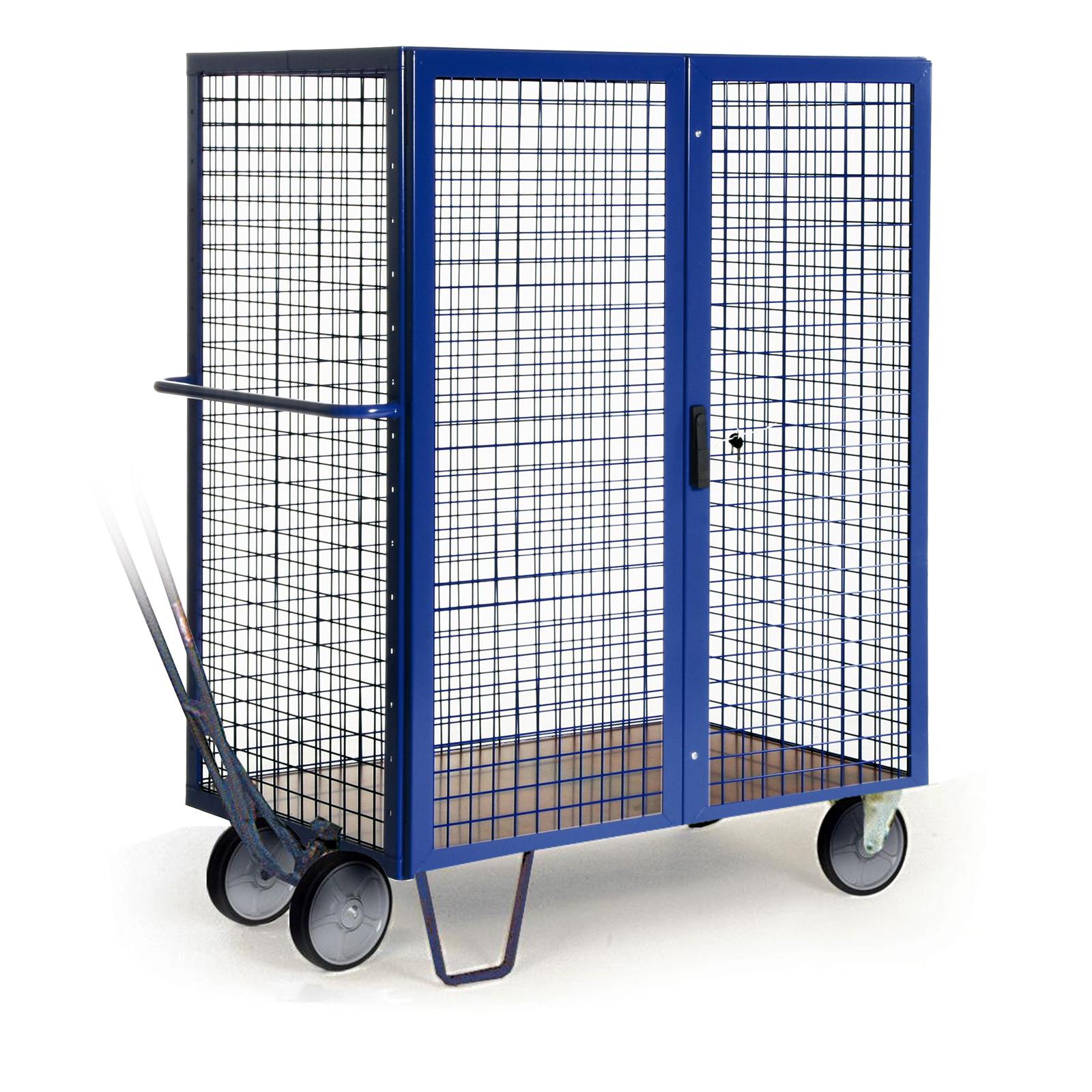 Bako Logistiksysteme Schrankwagen R600 mit Drahtgitter, Türen 2 Füßen und Bockrollen 1050x680mm