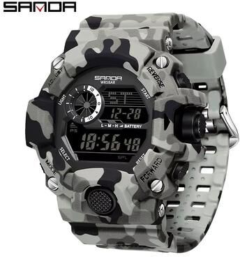 Inspired Finds SANDA 2183 Military Style Digital Sports Watch With Alarm And LED Backlight grey Black