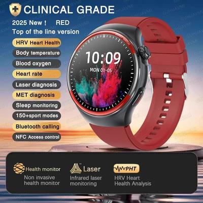 Uplifted Finds 2025 Nursing Health Laser Smartwatch   Blood Pressure & Pulse Monitor   Executive Wellness Bluetooth Call Suite red