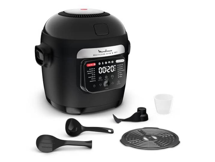 Moulinex - Multicook Stir&Fry Multicuiseur et Air Fryer - 6 L - Noir Multicuiseur avec air fryer et pale automatique - Cuit des repas complets pour 6 personnes sur 2 niveaux sans surveillance