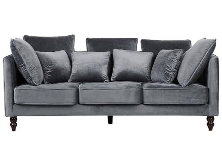 Beliani Modernes Dreisitzer Sofa in Grau Samtstoff Polsterbezug Fenstad