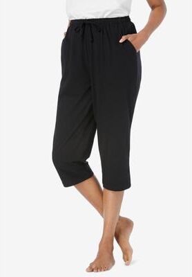 Plus Size Women's Knit Sleep Capri by Dreams & Co. in Black (Size 4X) Pajamas