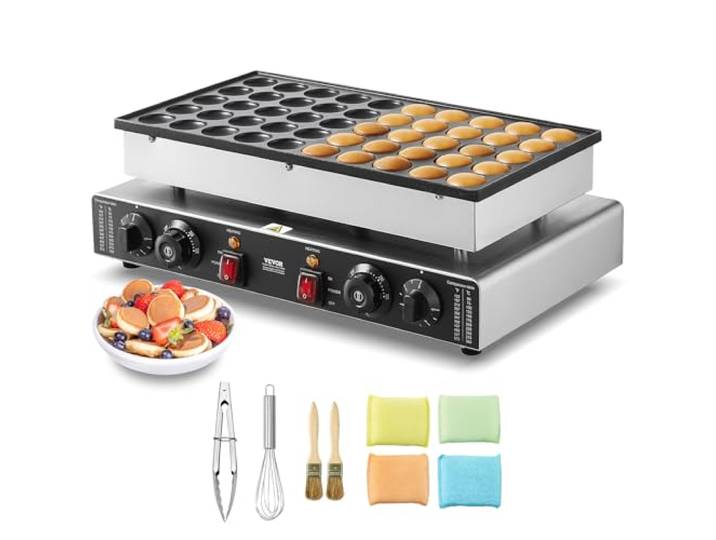 VEVOR Appareil à Pancake 50PCs 43 mm\, Crêpière Commerciale 1700 W\, Appareil à Poffertjes Dorayaki en Acier Inoxydable Antiadhésif\, Température et Temps Réglable\, pour Cuisine à Domicile\, Restaurant