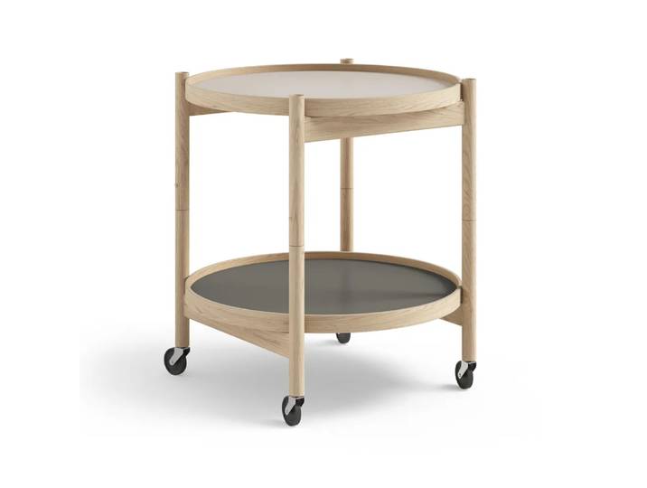 Brdr. Krüger Bølling Tray Table model 50 Servierwagen stone, unbehandeltes Eichengestell