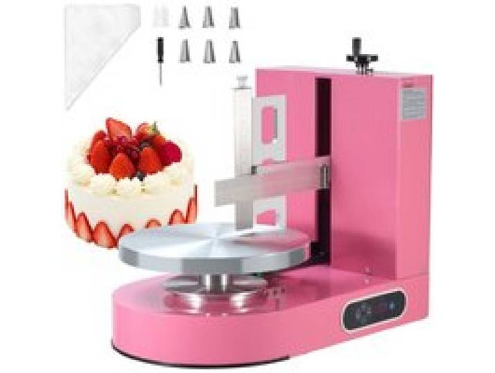 Machine à Lisser Crème - DUOKU - 6-14 pouces - Plateau Tournant - Grattoir Réglable - Rose