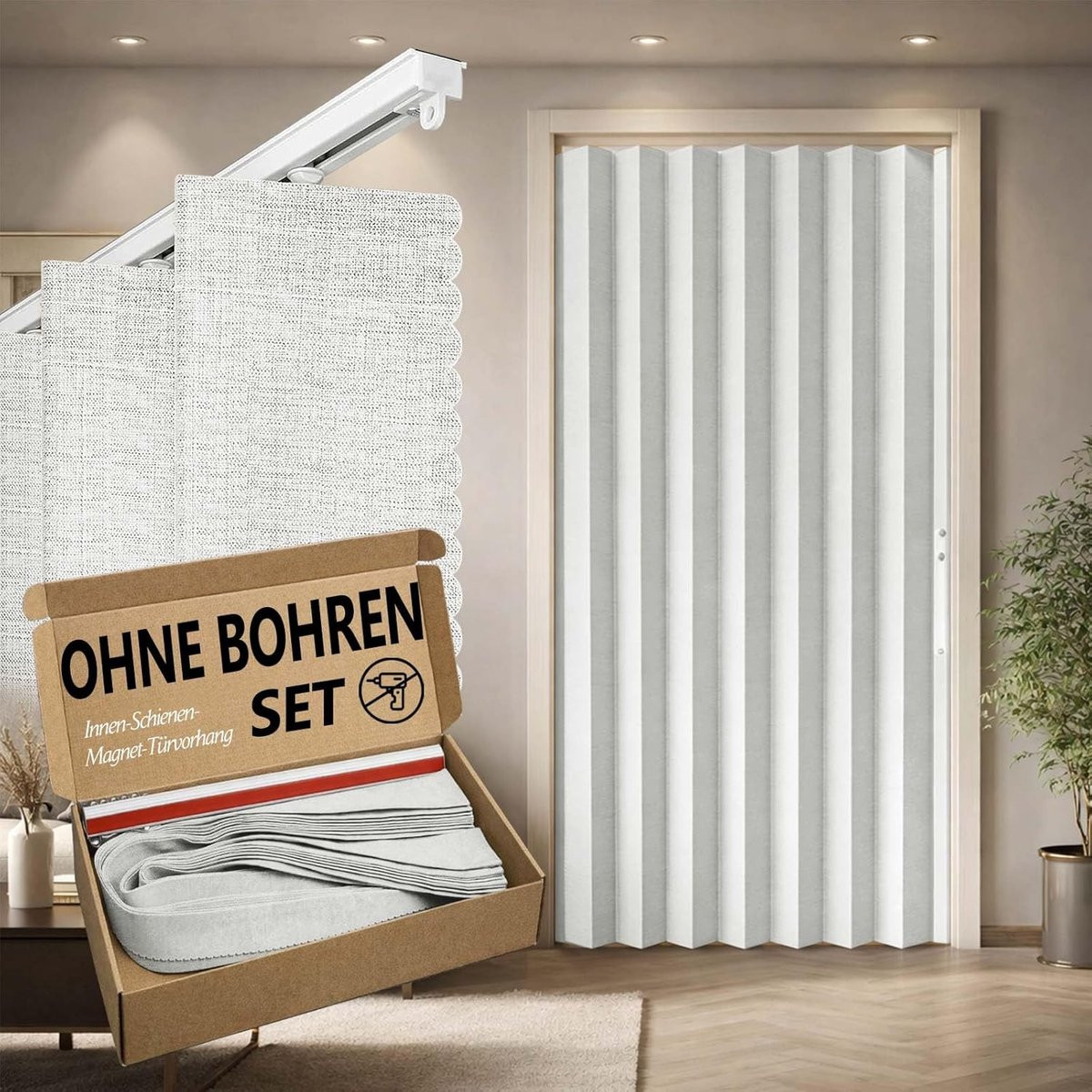 SnelShoppen Vouwgordijn 100% Opaque - Harmonika Stijl met Magnetische Sluiting - Zwart