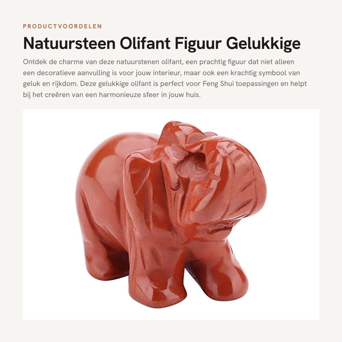 Dailygoods Gelukkige Olifant Natuursteen Beeldje voor Feng Shui Decoratie