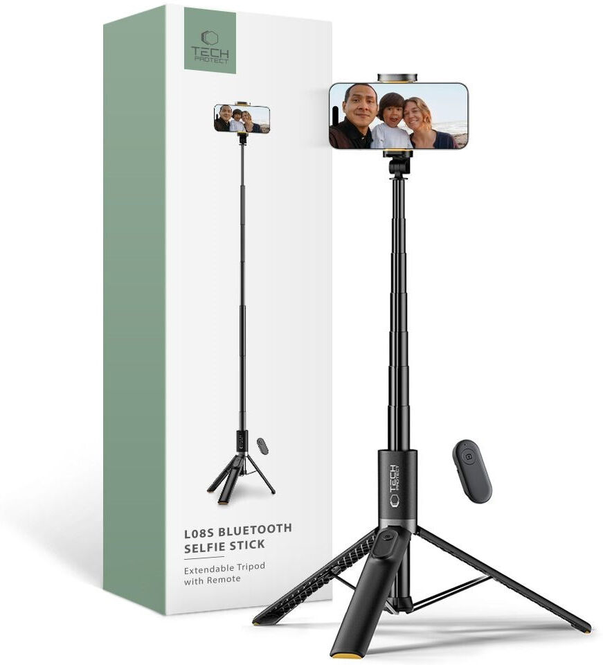L07S Tech-Protect Selfiestang m. Tripod & Bluetooth - Sort