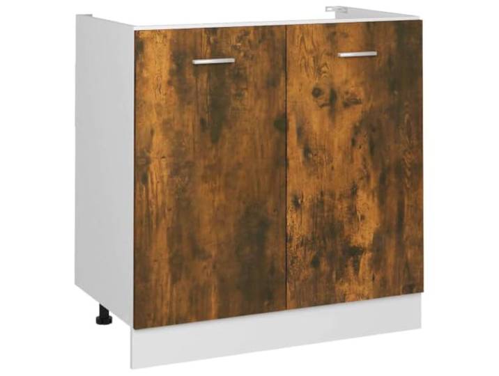 HKTMGDNG Spülenunterschrank Lyon Räuchereiche 80x46x81,5 cm Großzügiger Küchenschrank aus Holzwerkstoff für Teller und Töpfe. Praktische Aufbewahrung mit 2 Türen für Ihre Küche.