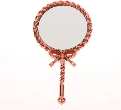 Inspire Curations European Style Handheld Makeup Mirror Round Portable Vanity Mirror rose Gold