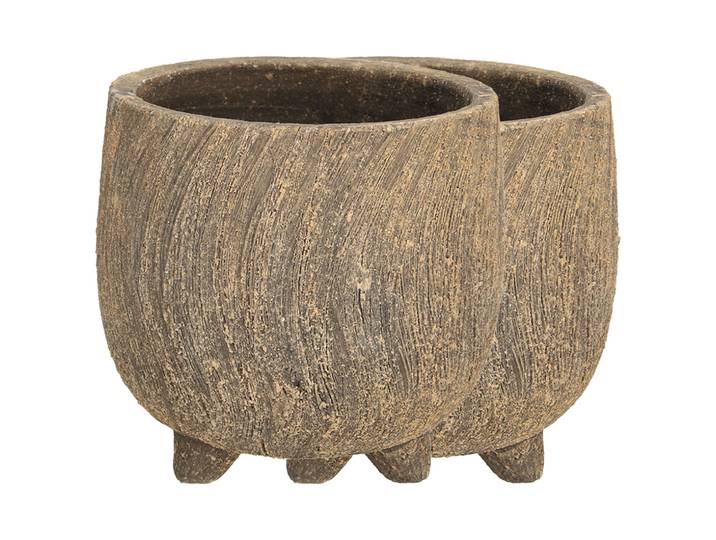 2er-Set Blumentöpfe aus Keramik, Keramikschalen mit 3D-Design, anthrazit, je 19,5 x 18,5cm