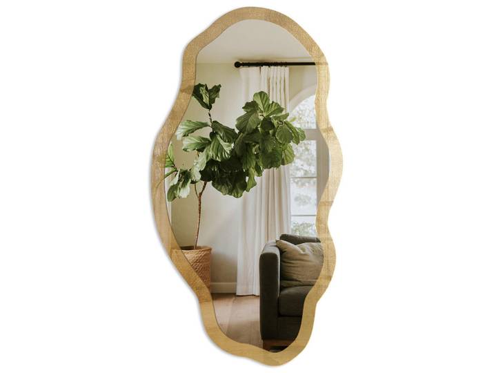 Tulup Spiegel 90x45 cm asymmetrisch mit Druck - Warme Textur, Transparent, Glas, Organisch, 45x90x0.4 cm, Spiegel, Wandspiegel