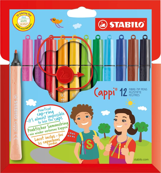 STABILO Cappi Filzstifte in der Box - 12 Farben