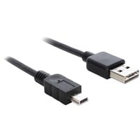 EASY-USB 2.0 Kabel, USB-A Stecker > Mini USB-B Stecker schwarz, 1 Meter, USB-A Stecker beidseitig verwendbar