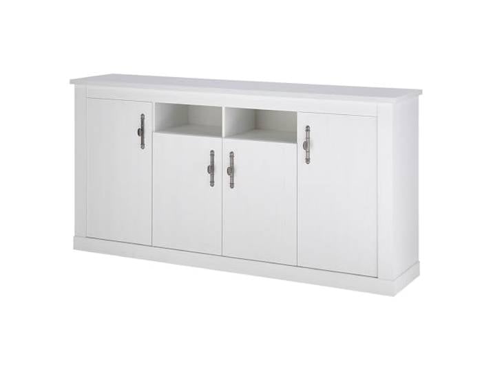 Lomadox Wohnzimmer Esszimmer Sideboard Kommode mit 201 cm Breite in Pinie weiß, 4 Türen, 2 offene Fächer - Landhaus-Stil