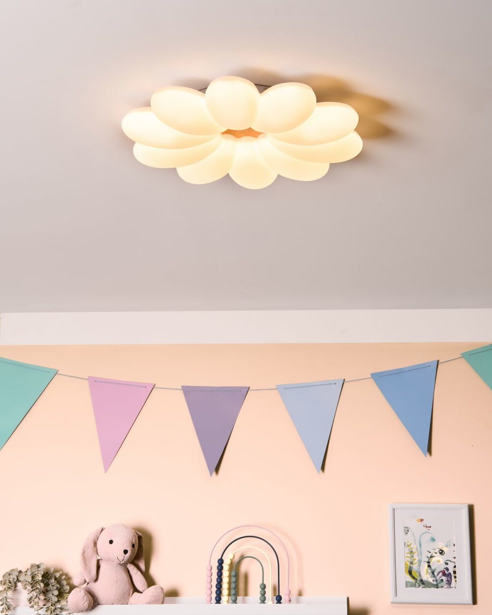Beliani Lámpara led de techo flor  blanco