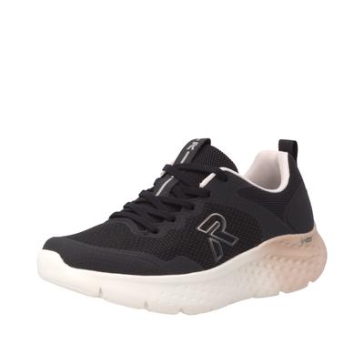 Plateausneaker RIEKER SPORT, Damen, Gr. 43, schwarz, Textil, Mesh, Basic, Schuhe Plateausneaker, Schnürschuh, Freizeitsneaker mit leichter Plateausohle