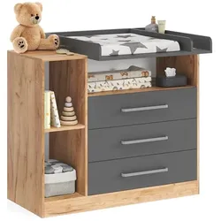 Vicco Wickelkommode Olina, Goldkraft Eiche/Anthrazit, 110 x 93 cm