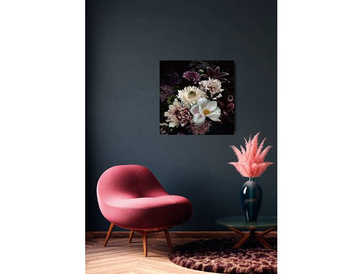 Image en verre Bouquet de fleurs élégant Impression artistique sur verre de sécurité Multicolore 80 x 80 x 1cm