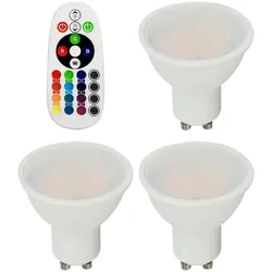 RGB Leuchtmittel dimmbar LED Birne Farbwechsel GU10 Glühbirne mit Fernbedienung, 1x 3,5 Watt 290 Lumen warmweiß, DxH 5x5,6
