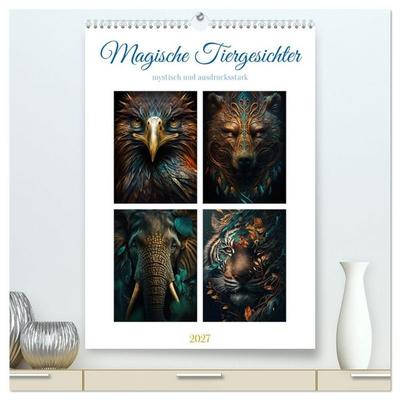 Magische Tiergesichter (hochwertiger Premium Wandkalender 2027 DIN A2 hoch), Kunstdruck in Hochglanz