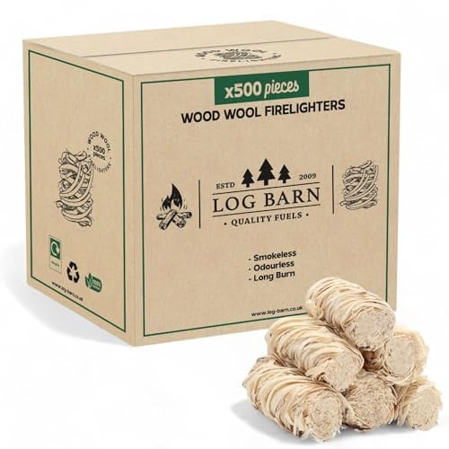 Log-Barn 500 natuurlijke ecologische aanmaakblokjes van houtwol voor kachels, barbecues en pizzaovens