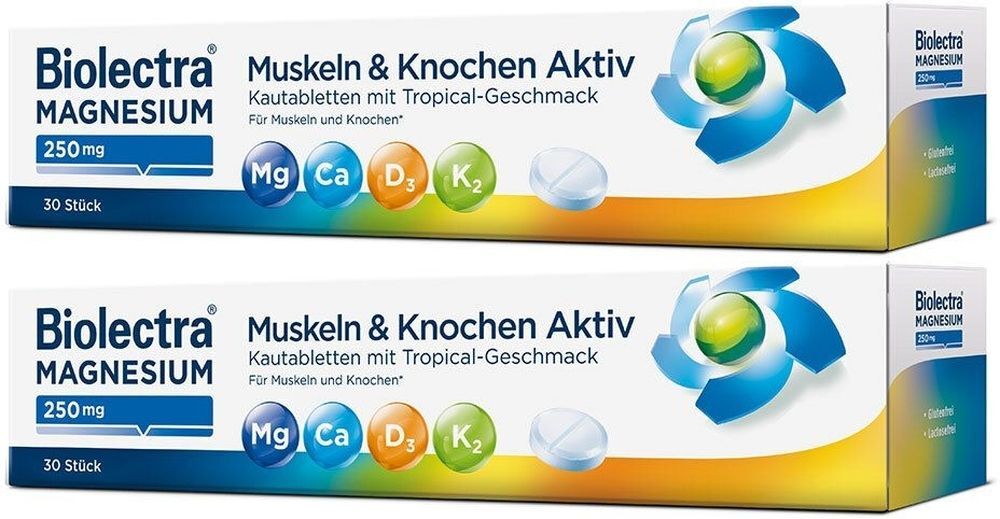Biolectra Magnesium 250 mg Muskeln & Kno.Aktiv KTA 2x 2x30 St Kautabletten