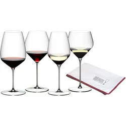 WEIN-TASTING-SET + POLIERTUCH Veloce transparent 4-tlg.