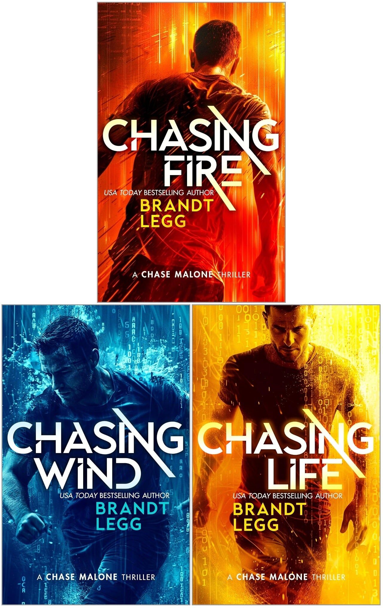 Vinci Books Chase Malone Thrillers Series 3 Books Collection Set by Brandt Legg (Chasing Fire, Chasing Wind, Chasing Life)