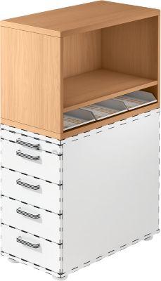 Aufsatzregal , für Standcontainer, 1 Fachboden, Buche-Dekor